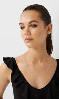 Stradivarius Топ С Воланами Женская Коллекция Черный L