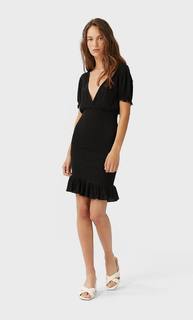 Stradivarius Короткое Платье С V-Образным Вырезом Женская Коллекция Черный S