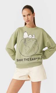 Stradivarius Толстовка Snoopy Женская Коллекция Зеленый L