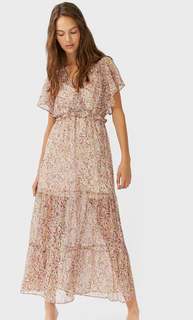 Stradivarius Платье Миди С Воланами Женская Коллекция Multicolor S
