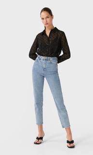 Stradivarius Полупрозрачная Рубашка Женская Коллекция Черный S