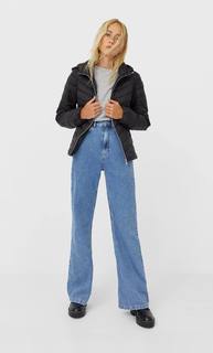 Stradivarius Стеганая Куртка С Капюшоном Женская Коллекция Черный Xl