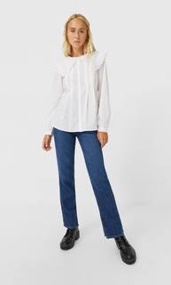Stradivarius Рубашка Из Поплина С Воротником Женская Коллекция Белый M