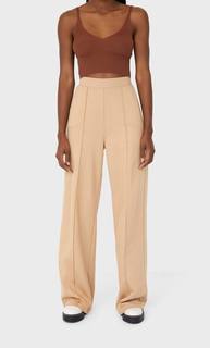 Stradivarius Трикотажные Брюки Прямого Кроя Женская Коллекция Цвет Камня S