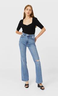 Stradivarius Свитер С Вырезом Сердечком Женская Коллекция Черный L
