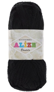 Пряжа Alize Dantela, цвет: 60 черный, 24 м, 100 г (5 мотков) 5 шт.