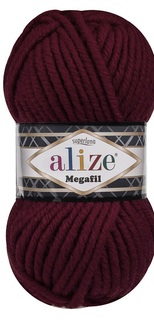 Пряжа для вязания Alize Superlana Megafil, 057 бордовый, 55 м, 100 г 5 мотков, 5 шт.
