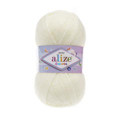 Пряжа Alize Sekerim Bebe, 350 м, 5 мотков по 100 г, цвет: 001 кремовый 5 шт.