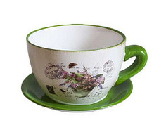 Горшок цветочный "Чашка с блюдцем", 12 см (тиффани) Flatel