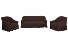 Комплект чехлов на диван и кресла "Жаккард" Venera, тёмно-коричневый, 3 предмета