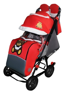 Санки-коляска SNOW GALAXY City-1 Мишка с бабочкой, Ева+сумка+варежки