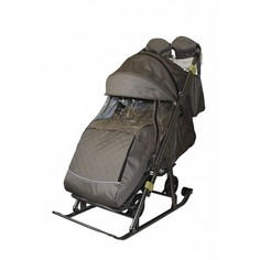 Санки-коляска SNOW GALAXY Kids-3-2-Т Серебро крупный ромб на больших колесах+сумка+варежки