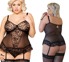 Корсет и Трусы SoftLine Collection Estella, черный, XXL