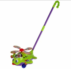 Каталка Play Smart Вертолет с тростью, моргает, звенит, в ассортименте Playsmart