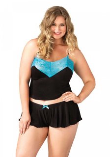 Комплект белья Leg Avenue Plus size lounge cami & shorts, 3XL-4XL