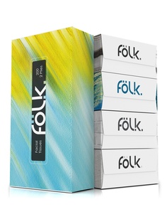 Folk Набор Бумажных салфеток -2 слоя ассорти из 5 коробок по 100 шт