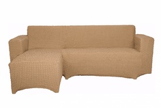 Чехол на угловой диван с оттоманкой CONCORDIA, выступ справа, светло-коричневый