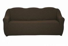 Чехол на трехместный диван с оборкой Venera "Жаккард", цвет тёмно-коричневый