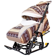 Санки-коляска SNOW GALAXY LUXE Скандинавия коричневая