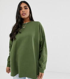 Легкий oversize-свитшот цвета хаки ASOS DESIGN Curve-Зеленый