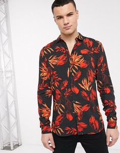 Черная рубашка с принтом River Island-Черный