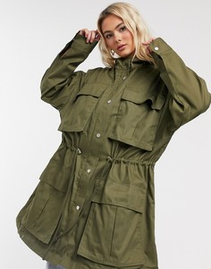 Свободная хлопковая парка хаки ASOS DESIGN-Зеленый