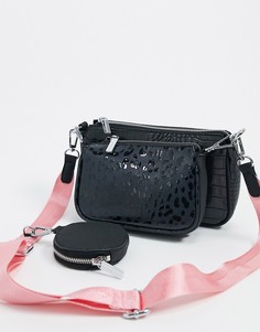Черная сумка в стиле милитари через плечо с крокодиловым узором Skinnydip-Черный