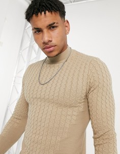 Светло-бежевая водолазка с вязкой косами ASOS DESIGN-Бежевый