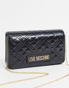 Черная стеганая сумка через плечо Love Moschino-Черный