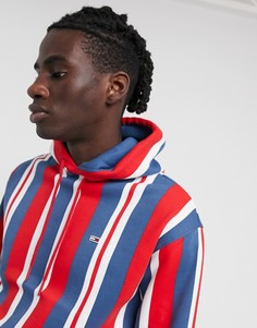 Tommy Jeans vertical stripe hoodie in blue multi-Синий