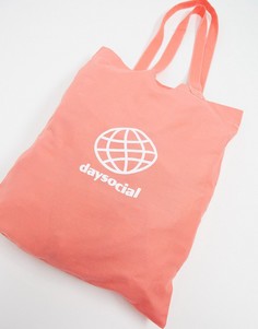 Розовая сумка-тоут из органического хлопка с логотипом ASOS Day Social-Розовый