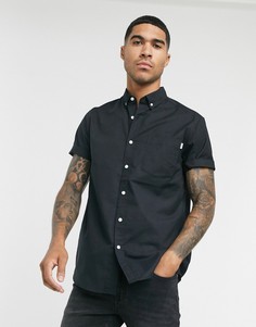 Черная оксфордская рубашка с короткими рукавами Topman-Черный