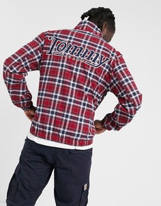 Красная куртка Харрингтон в клетку с логотипом Tommy Jeans-Красный