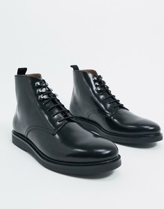Черные кожаные ботинки H by Hudson-Черный