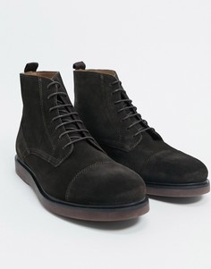 Замшевые коричневые ботинки со вставкой на носке H by Hudson-Коричневый