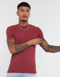 Бордовая обтягивающая футболка из органического хлопка ASOS DESIGN-Красный