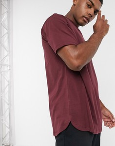 Бордовая свободная футболка с асимметричным краем ASOS DESIGN-Красный