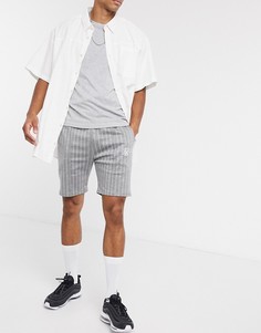 Серые строгие шорты в полоску Siksilk-Серый