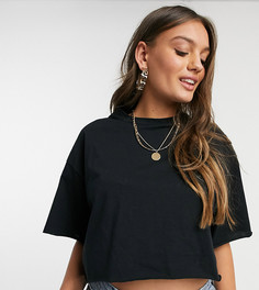 Черная короткая свободная футболка с необработанным краем ASOS DESIGN Petite-Черный