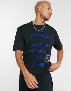 Черная футболка с логотипом и надписью "everything is temporary" The Couture Club-Черный