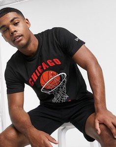 Черная баскетбольная футболка New Era NBA Chicago Bulls-Черный