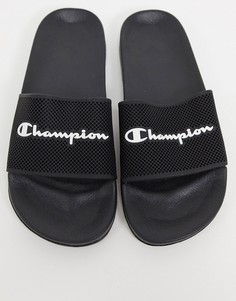 Черные шлепанцы Champion-Черный