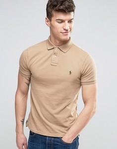 Выбеленное коричневое поло узкого кроя из пике Polo Ralph Lauren-Рыжий