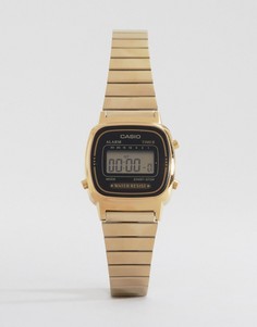 Электронные часы с черным циферблатом и золотистым ремешком Casio Mini LA670WEGA-1EF-Черный