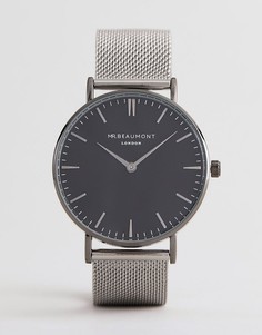 Часы с черным циферблатом и серебристым сетчатым браслетом Mr Beaumont MB1802.1-Серебряный