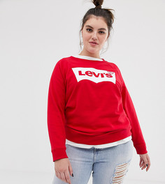Свитшот с круглым вырезом и логотипом Levis Plus-Красный