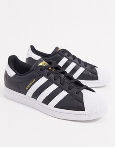 Черно-белые кроссовки из искусственной кожи adidas Originals Superstar-Белый