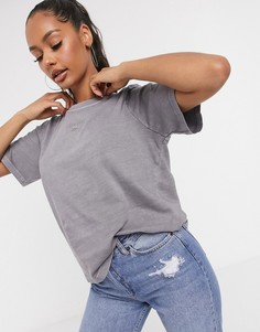 Серая выбеленная футболка с логотипом Reebok-Серый