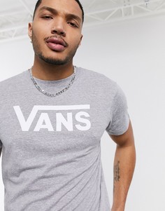 Меланжевая футболка с логотипом Vans Classic-Серый