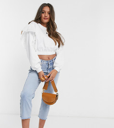 Свитшот с оборками и вышивкой ришелье ASOS DESIGN Petite-Белый